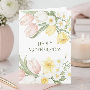 Pastel Pink Tulips Floral Happy Mother's Day Card