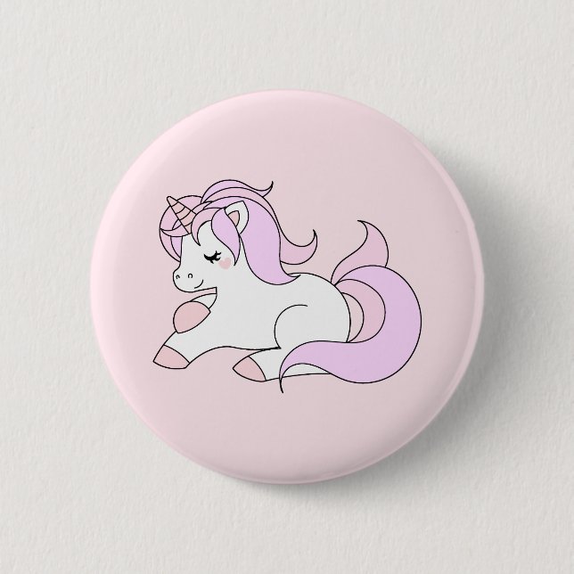 Pastel pink unicorn 6 cm round badge (Front)