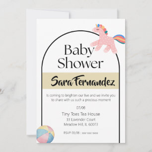Pastel Pink Unicorn Baby Shower Invitation