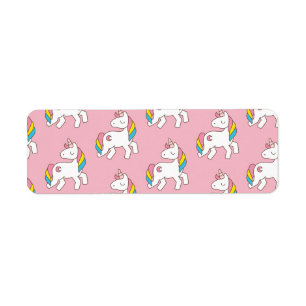 Pastel Pink Unicorn Pattern Label