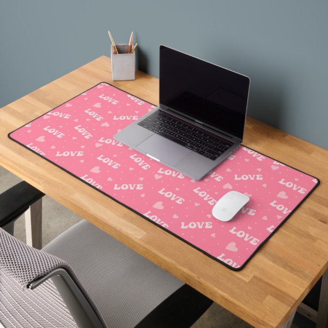 PASTEL PINK VALENTINE LOVE SCRIPT DESK MAT (Office 2)