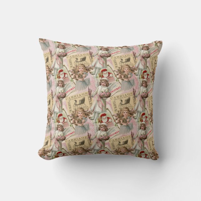 Pastel Pink Victorian Christmas   Cushion (Front)
