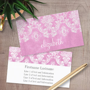 Pastel Pink Vintage Damask Pattern Grungy Finish Business Card