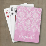 Pastel Pink Vintage Damask Pattern Grungy Finish Playing Cards<br><div class="desc">A vintage pattern with a chalkboard and lace design. Look closely to the flowers and leaves.A trendy design with jewel tone colours and elegance. Items are easier to customise when you replace all text and photos first. If your art still needs to be adjusted, click on the Customise This button....</div>