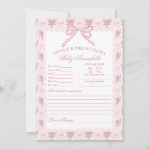 Pastel Pink Vintage Fancy Floral Baby Advice Card