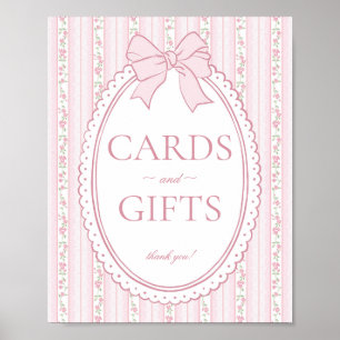 Pastel Pink Vintage Fancy Floral Card & Gifts Sign