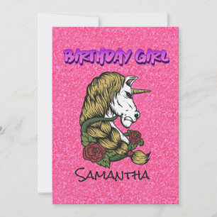 Pastel Pink Warrior Unicorn Birthday Invite