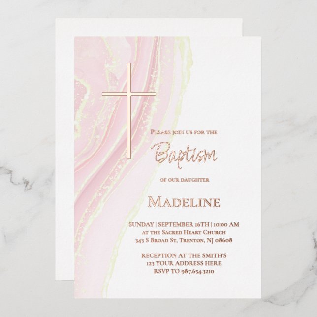 pastel pink watercolor Baptism (Front/Back)
