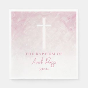 Pastel Pink Watercolor Baptism Napkins