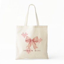 Pastel Pink Watercolor Bow Totebag
