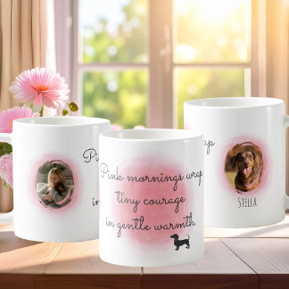 Pastel Pink Watercolor Dachshund - Custom Photo Coffee Mug