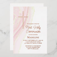 pastel pink watercolor First Holy Communion