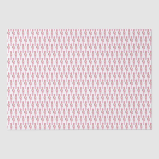 Pastel Pink Watercolor Nutcracker Kitsch Christmas Tissue Paper (Front)