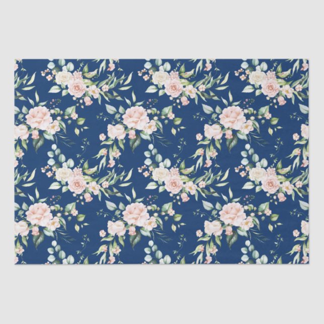 Pastel pink watercolors roses pattern tissue paper (Front)