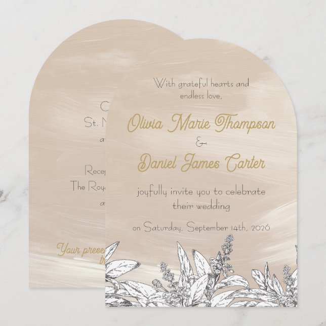 Pastel Pink Wedding Invitation (Front/Back)