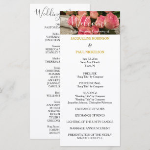 Pastel Pink Wedding Program Gold Programme