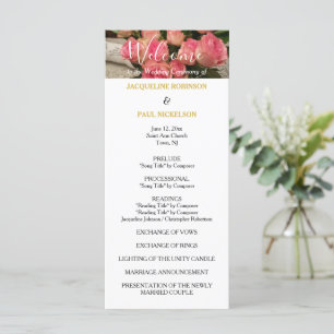 Pastel Pink Wedding Program Gold Programme