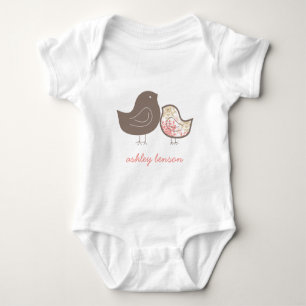 Pastel Pink Whimsical Damask Chicks Chic Baby Girl Bodysuit