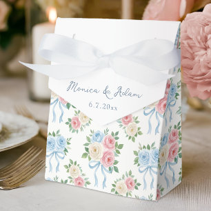 Pastel Pink, White and Blue Roses & Ribbons Favour Box
