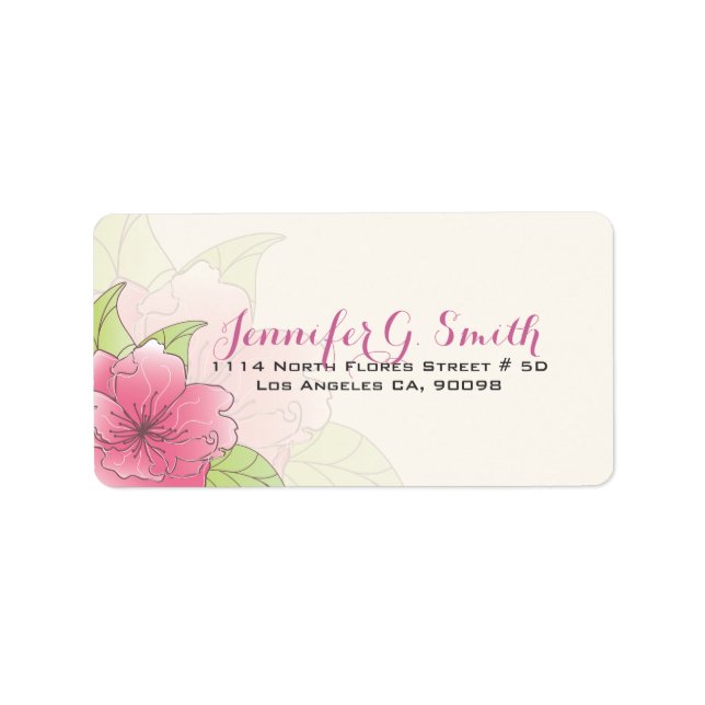 Pastel Pink & White Floral Wedding Label (Front)