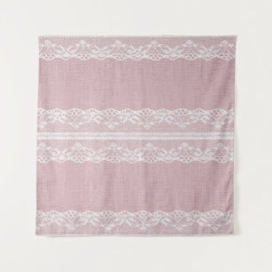 Pastel Pink White Lace Texture Tapestry