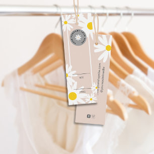 Pastel Pink White Retro Daisy Logo Price Hang Tag