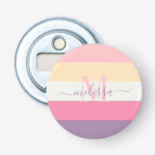 Pastel Pink White Yellow Purple Color Block  Bottle Opener