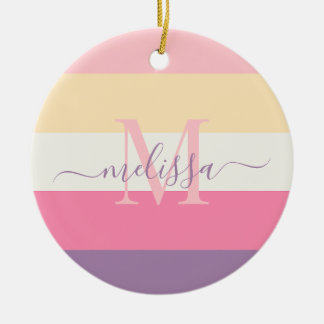 Pastel Pink White Yellow Purple Colour Block Ceramic Tree Decoration