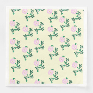  Pastel Pink Wild Rose Flower Pattern Vanilla   Napkin