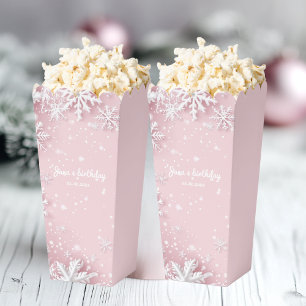 Pastel Pink Winter Wonderland Snowflake Birthday  Favour Box