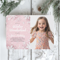 Pastel Pink Winter Wonderland Snowflake Photo 