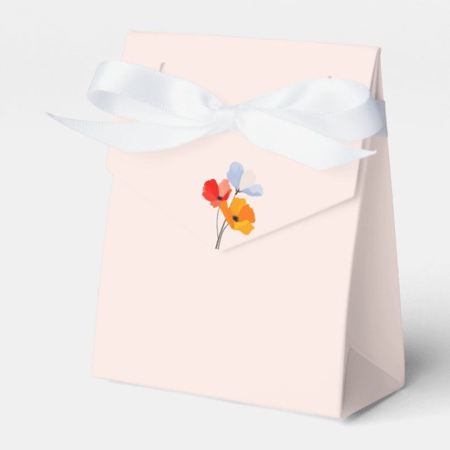 Pastel Pink with Bold Summer Poppies Favour Box (Front Side)