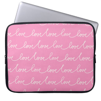 PASTEL PINK WITH WHITE LOVE SCRIPT LAPTOP SLEEVE