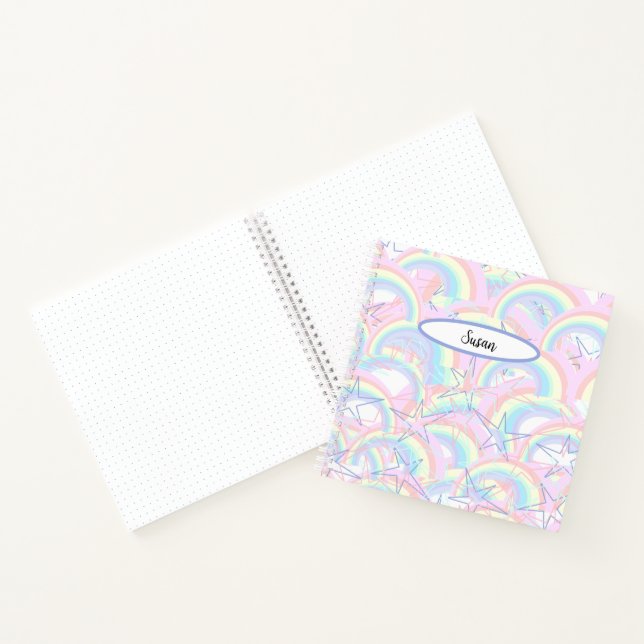 Pastel Pink Yellow Aqua Rainbows Stars Journal (Inside)