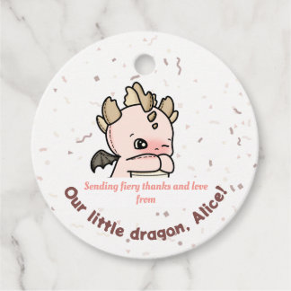 Pastel Pink Yellow Baby Dragon Thank you Favour Tags