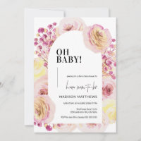 Pastel Pink Yellow Floral Baby Girl Baby Shower