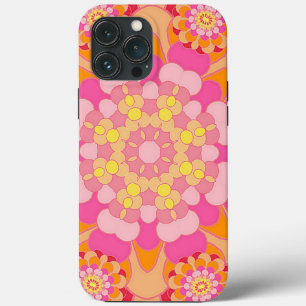Pastel Pink Yellow Orange Nouveau Deco Pattern iPhone 13 Pro Max Case