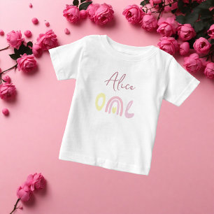 Pastel pink yellow rainbow Birthday party Baby T-Shirt