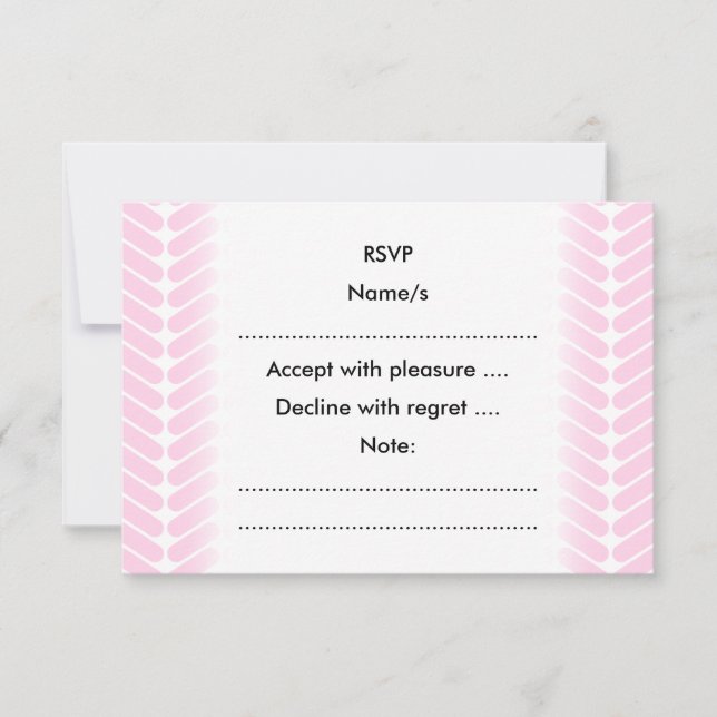 Pastel Pink Zigzag Pattern inspired by Knitting. RSVP Card (Front)