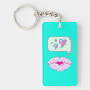 Pastel Pixel Kissy Lips - Spring Acrylic Keychain