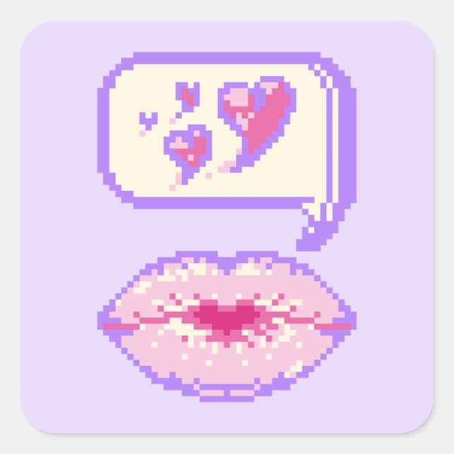 Pastel Pixel Kissy Lips - Summer Sticker (Front)