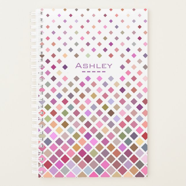 Pastel Pixels Cool Geometric Pattern Personalised Planner (Front)