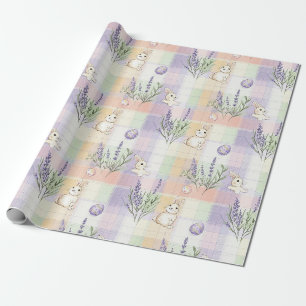 Pastel Plaid Easter Bunny Pattern Wrapping Paper