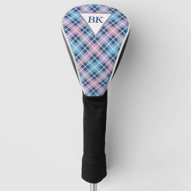 Pastel Plaid Golf Head Cover (Front)