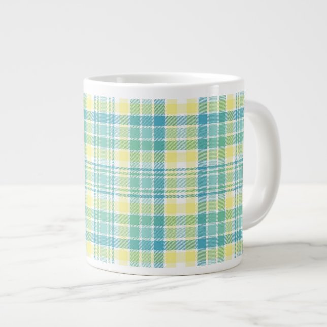 Pastel Plaid Large Coffee Mug (Front Right)