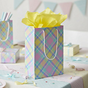 Pastel plaid medium gift bag