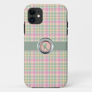 Pastel Plaid Monogram iPhone 5 Case