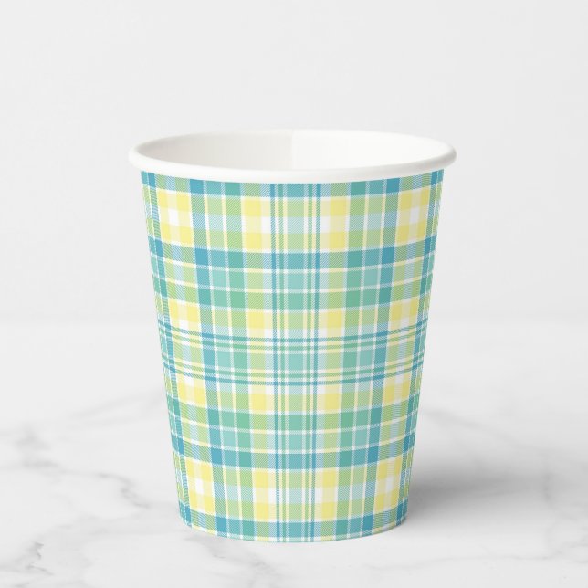 Pastel Plaid Paper Cups (Left)
