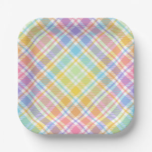 Pastel Plaid Paper Plate