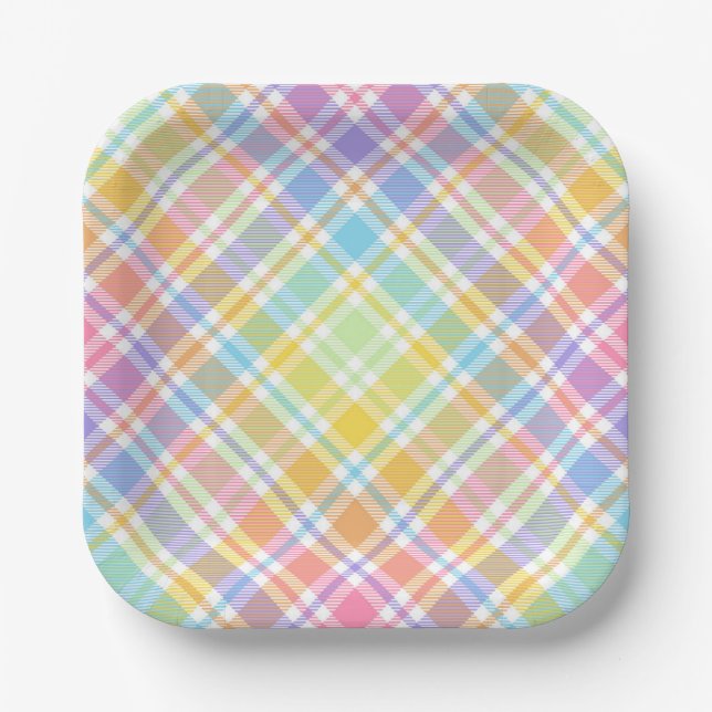 Pastel Plaid  Paper Plate (Front)